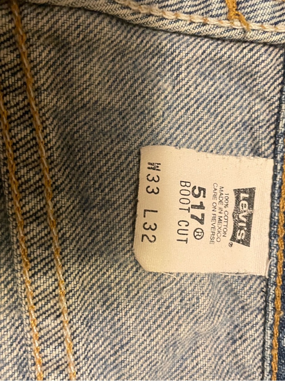 Levi 517 Bootcut Vintage Distressed Blue Denim Ripped Jeans Size 33x32 - Picture 8 of 9